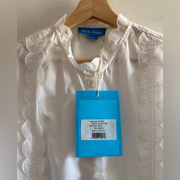NWT m.i.h White Scalloped Button Dow Blouse, Delicate, Feminine, Size Medium - Picture 6 of 16
